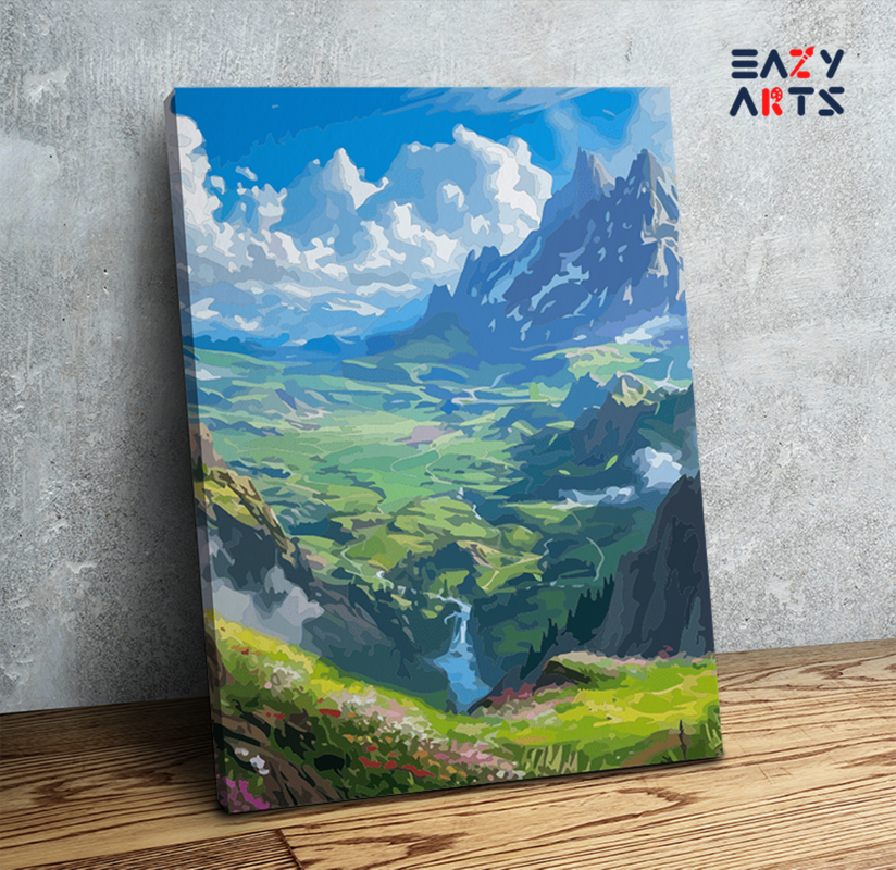 Alpine Vista: Majestic Mountains and Meadows Paint by Numbers Kit