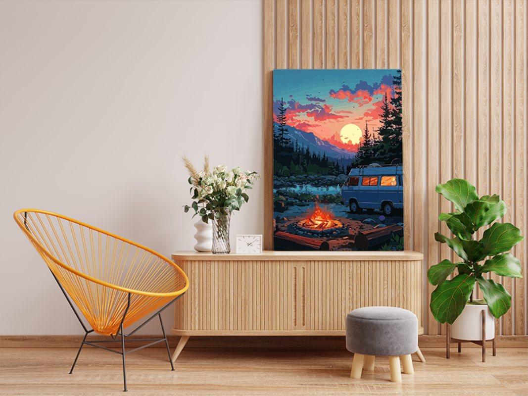 Sunset Campfire Adventure: Scenic Camping Paint by Numbers Kit