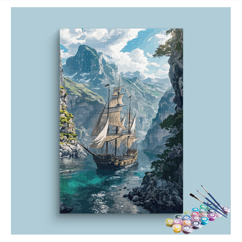 Majestic Voyage Sailing Ship Paint by Numbers Kit