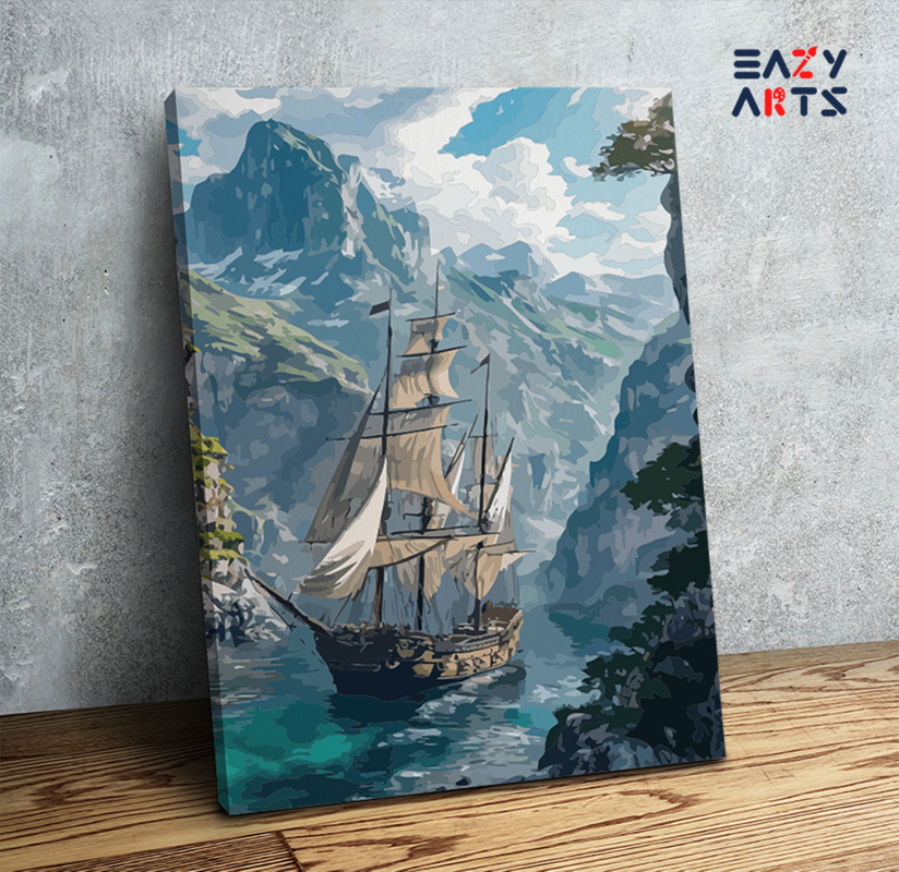 Majestic Voyage Sailing Ship Paint by Numbers Kit