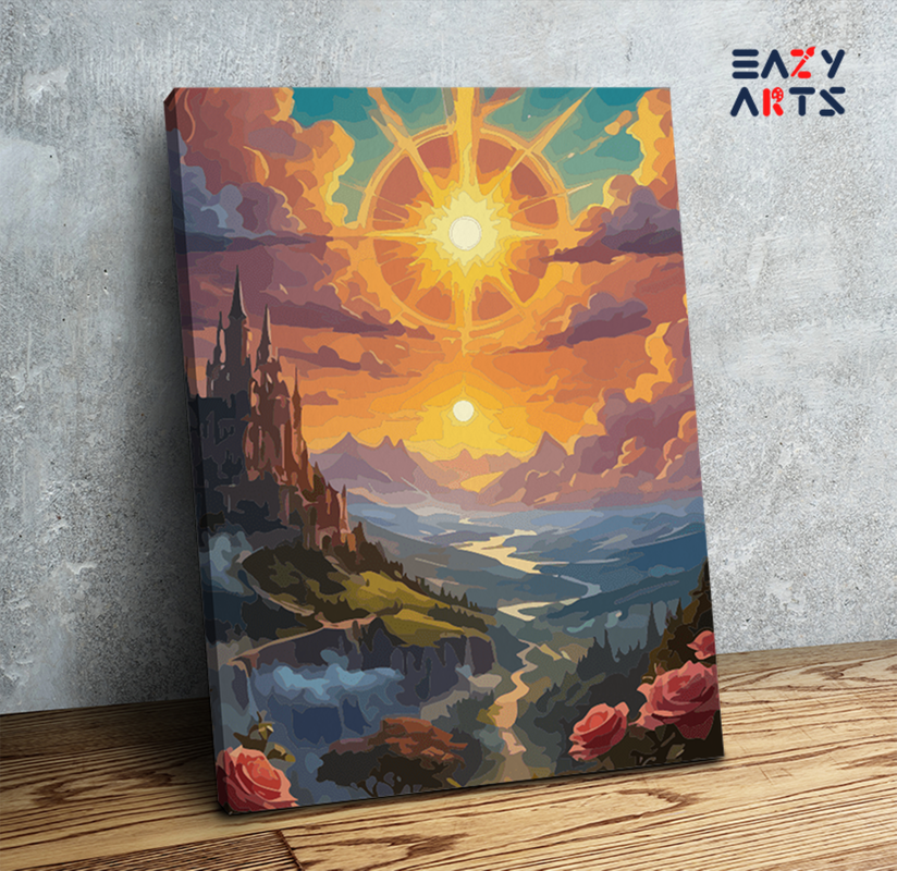 Sunset Castle on the Hills Paint by Numbers Kit