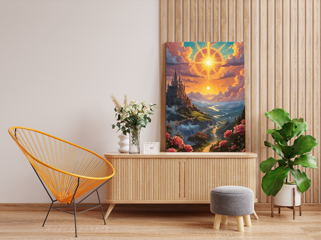 Sunset Castle on the Hills Paint by Numbers Kit