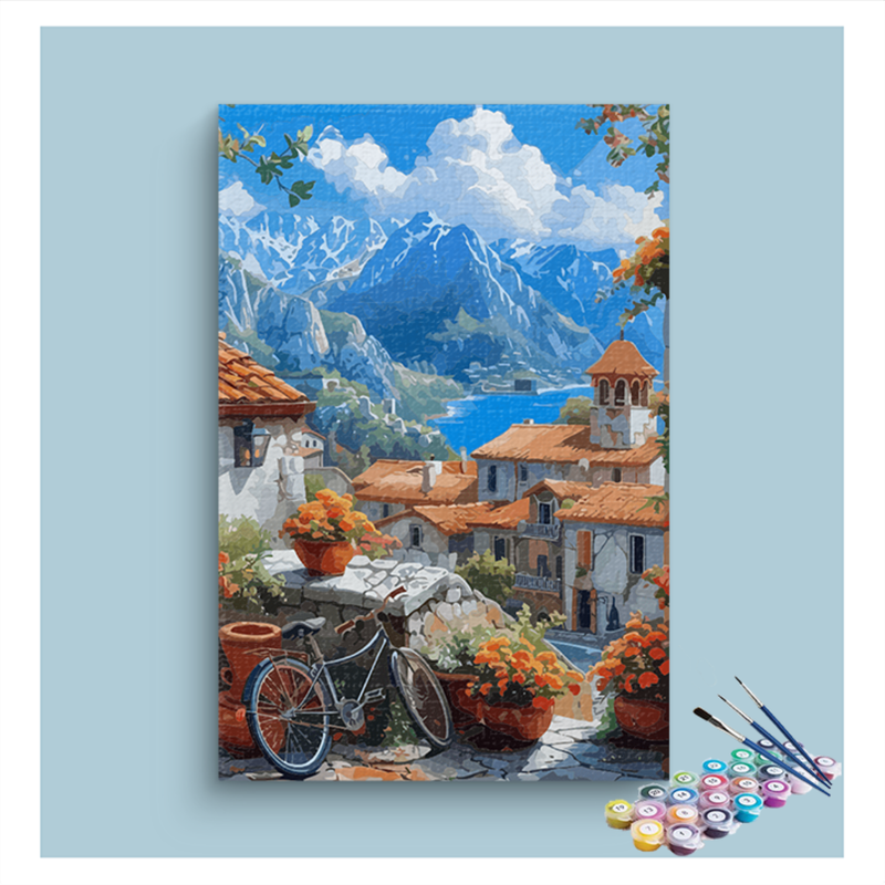 Mediterranean Village Escape Paint by Numbers Kit