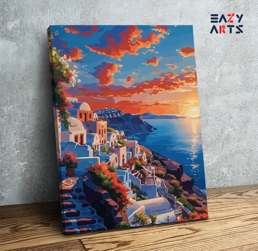 Sunset in Santorini Paint by Numbers Kit