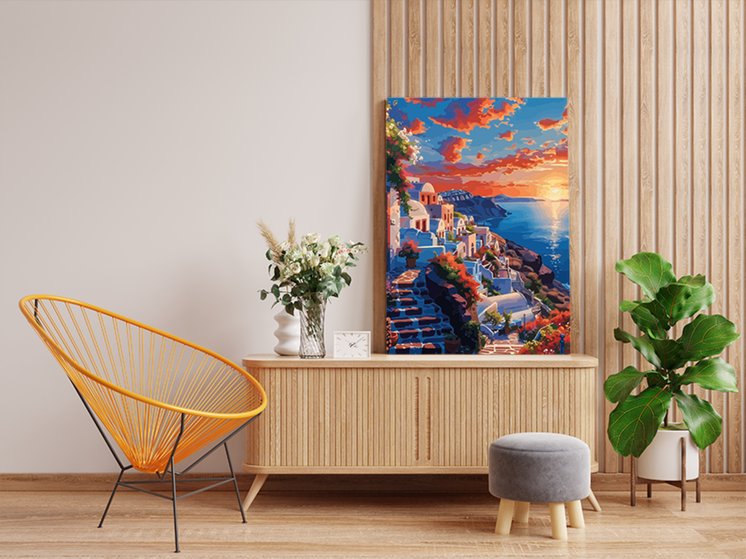 Sunset in Santorini Paint by Numbers Kit
