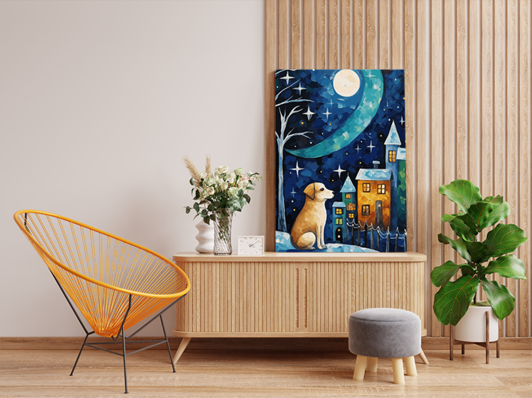 Starry Night Dog Paint by Numbers Kit