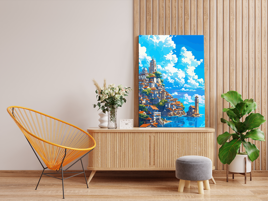 Seaside Mediterranean Village Paint by Numbers Kit