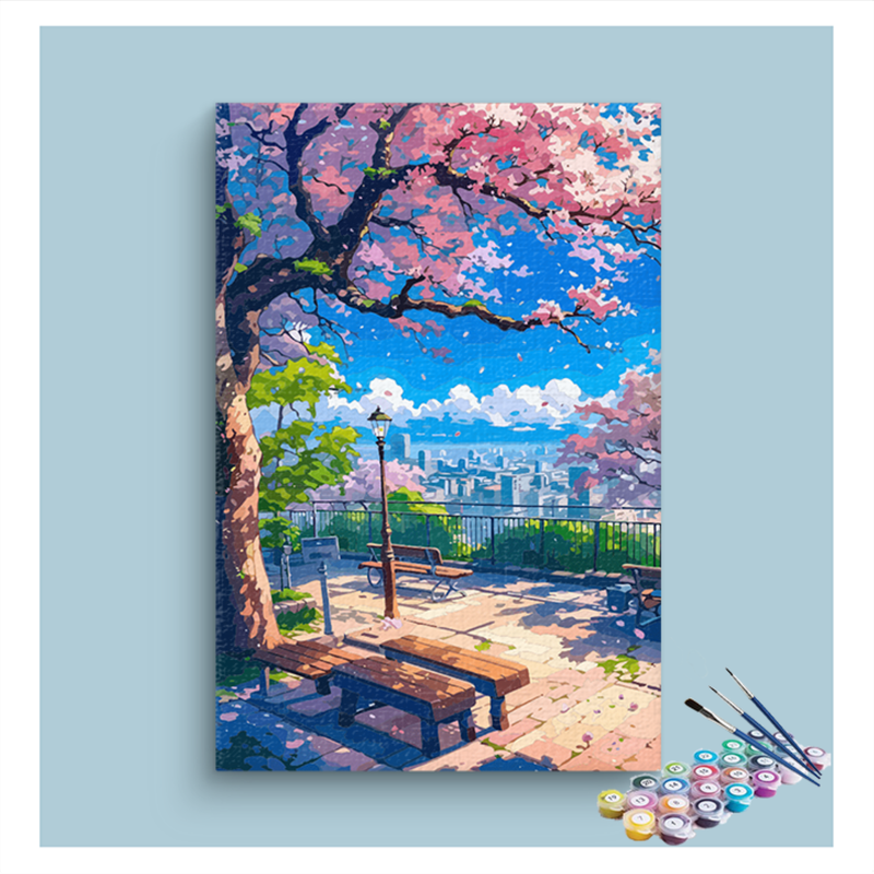 Blossoming Park View Paint by Numbers Kit