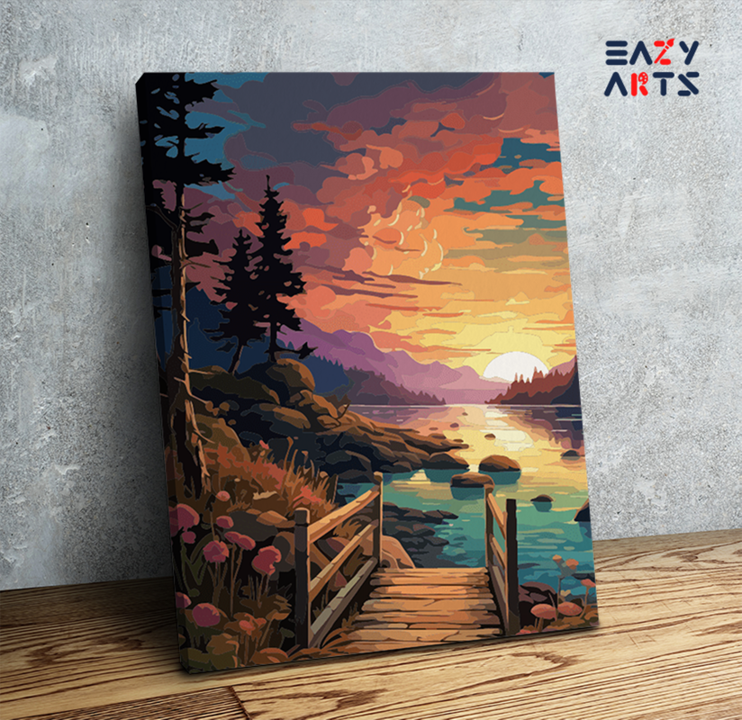 Serene Sunset Bridge Paint by Numbers Kit