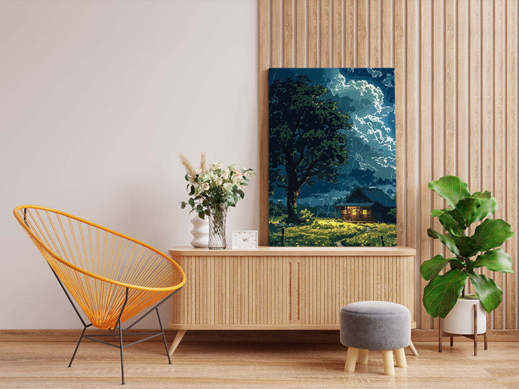 Stormy Night Cabin Paint by Numbers Kit