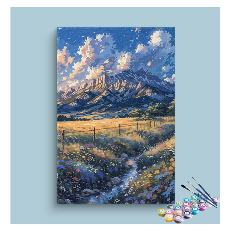 Meadow Stream and Mountain Paint by Numbers Kit