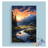 Eazy Arts Mountain Sunset River Paint by Numbers Kit