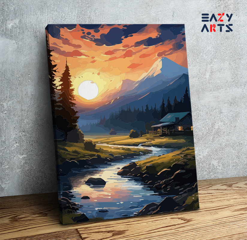 Mountain Sunset River Paint by Numbers Kit