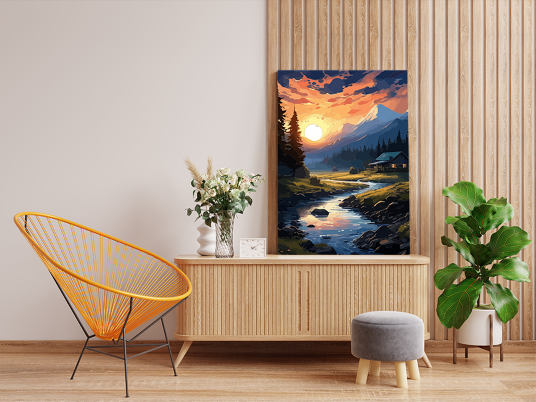 Mountain Sunset River Paint by Numbers Kit