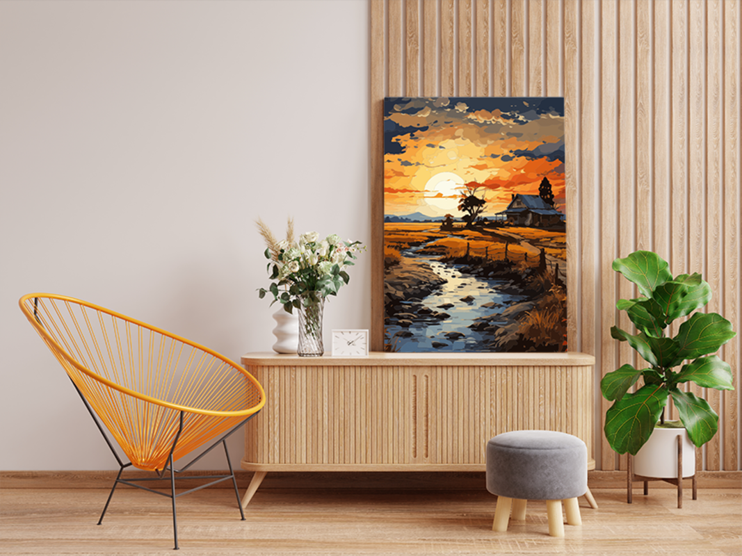 Golden Sunset on the Farm: Paint by Numbers Kit