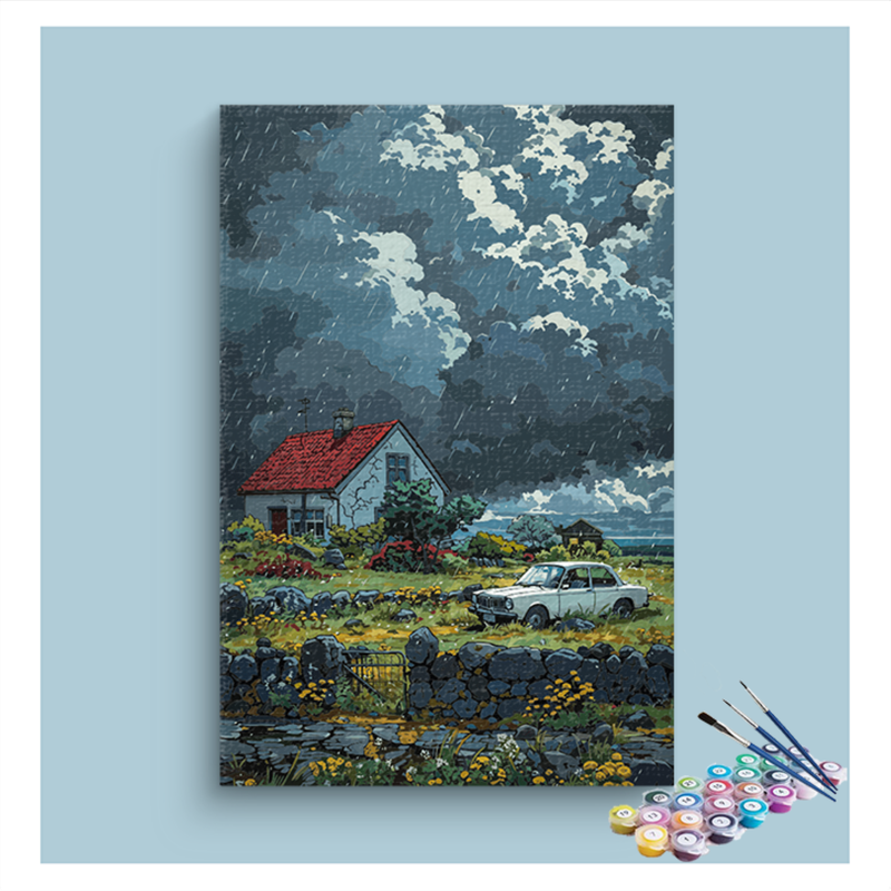Stormy Cottage Paint by Numbers Kit