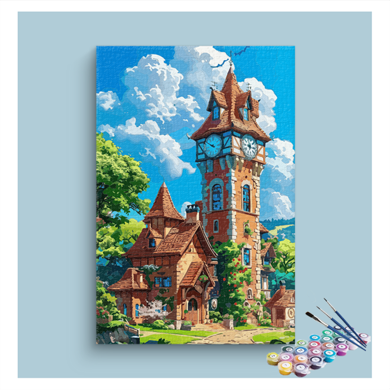 Charming Clock Tower Paint by Numbers Kit