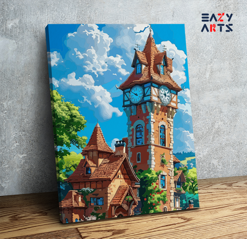 Charming Clock Tower Paint by Numbers Kit