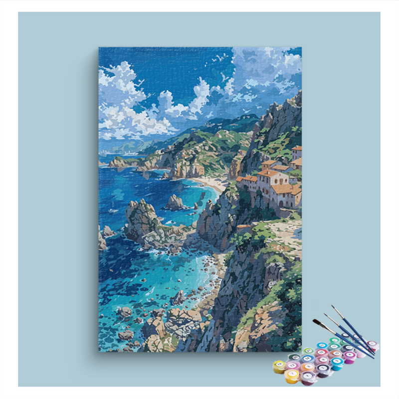 Mediterranean Coastline Paint by Numbers Kit