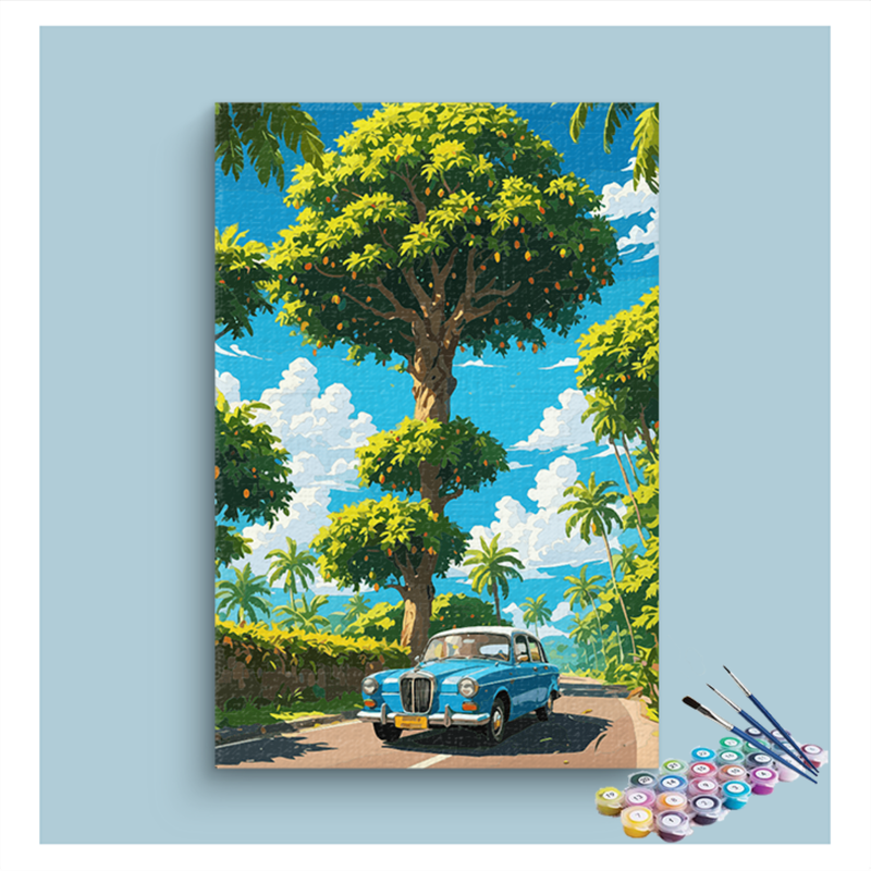 Tropical Journey with Classic Car Paint by Numbers Kit