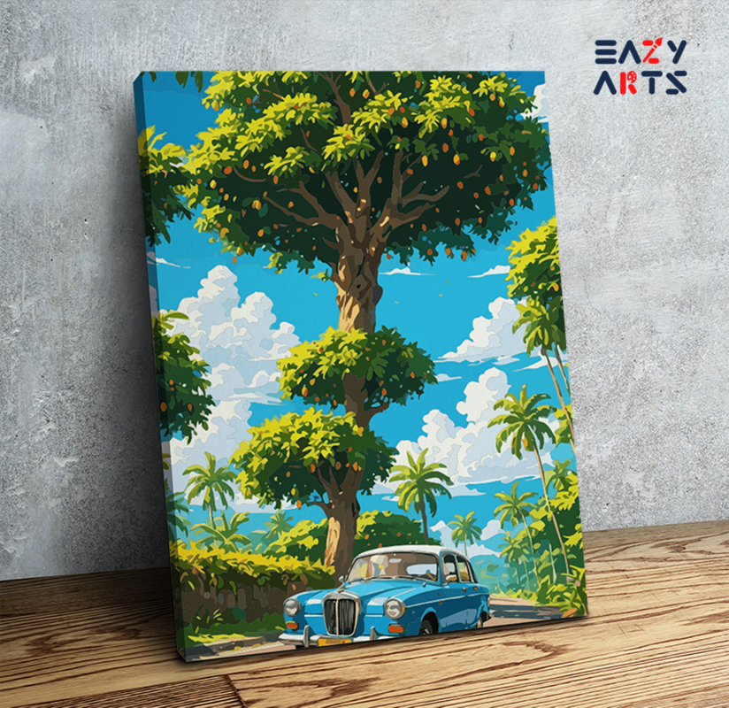 Tropical Journey with Classic Car Paint by Numbers Kit