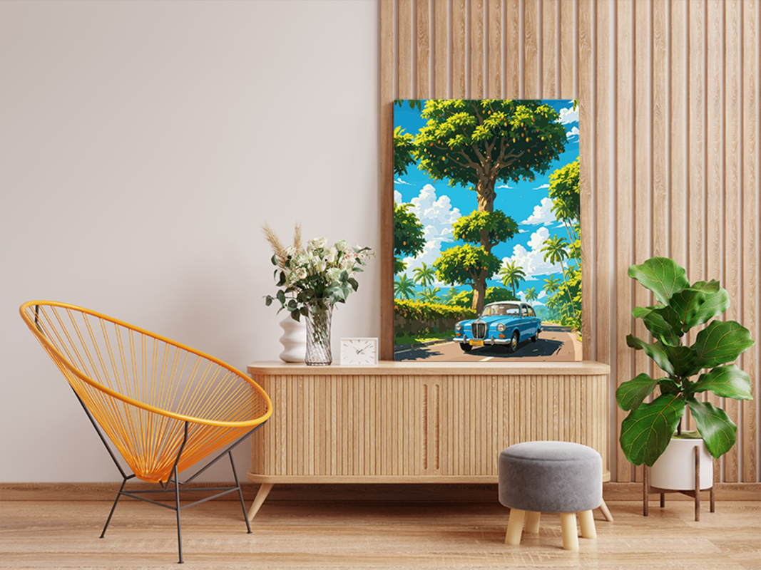 Tropical Journey with Classic Car Paint by Numbers Kit