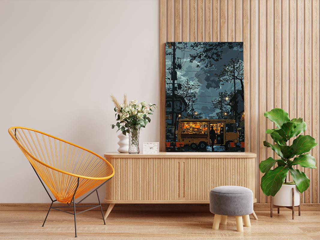 Street Food Truck at Dusk Paint by Numbers Kit