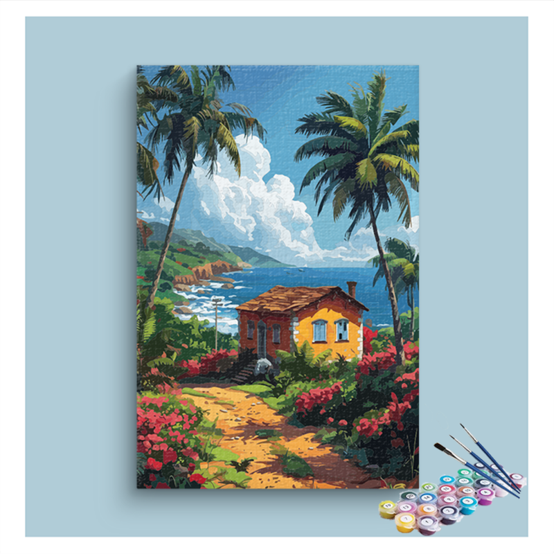 Tropical Coastal Cottage Paint by Numbers Kit