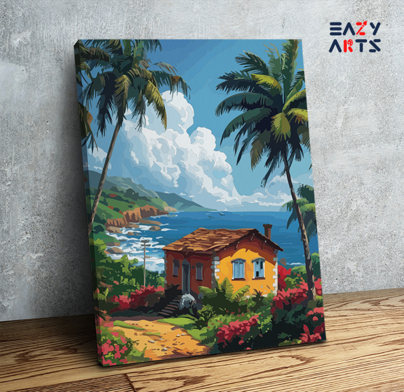 Tropical Coastal Cottage Paint by Numbers Kit