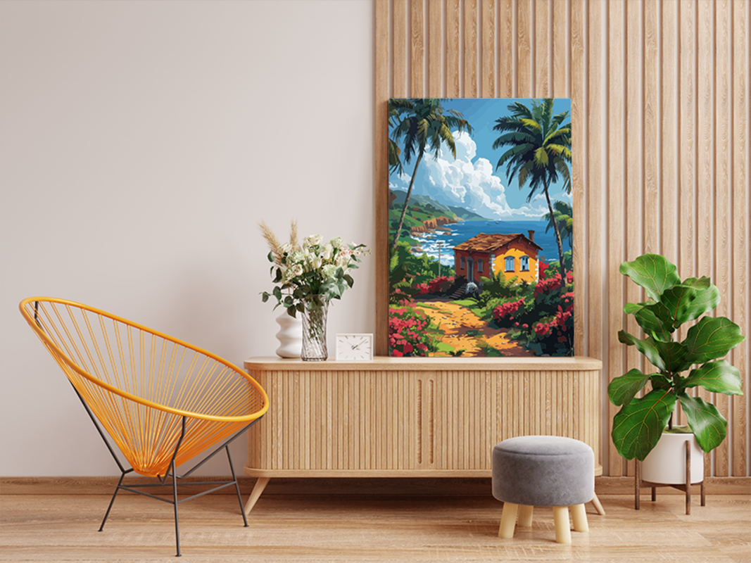Tropical Coastal Cottage Paint by Numbers Kit
