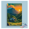 Eazy Arts Sunset Mountain Cottage Paint by Numbers Kit