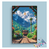 Eazy Arts Mountain Train Station Paint by Numbers Kit