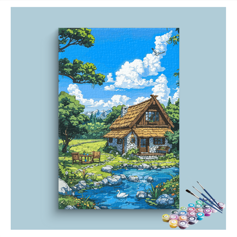 Cottage by the Stream Paint by Numbers Kit