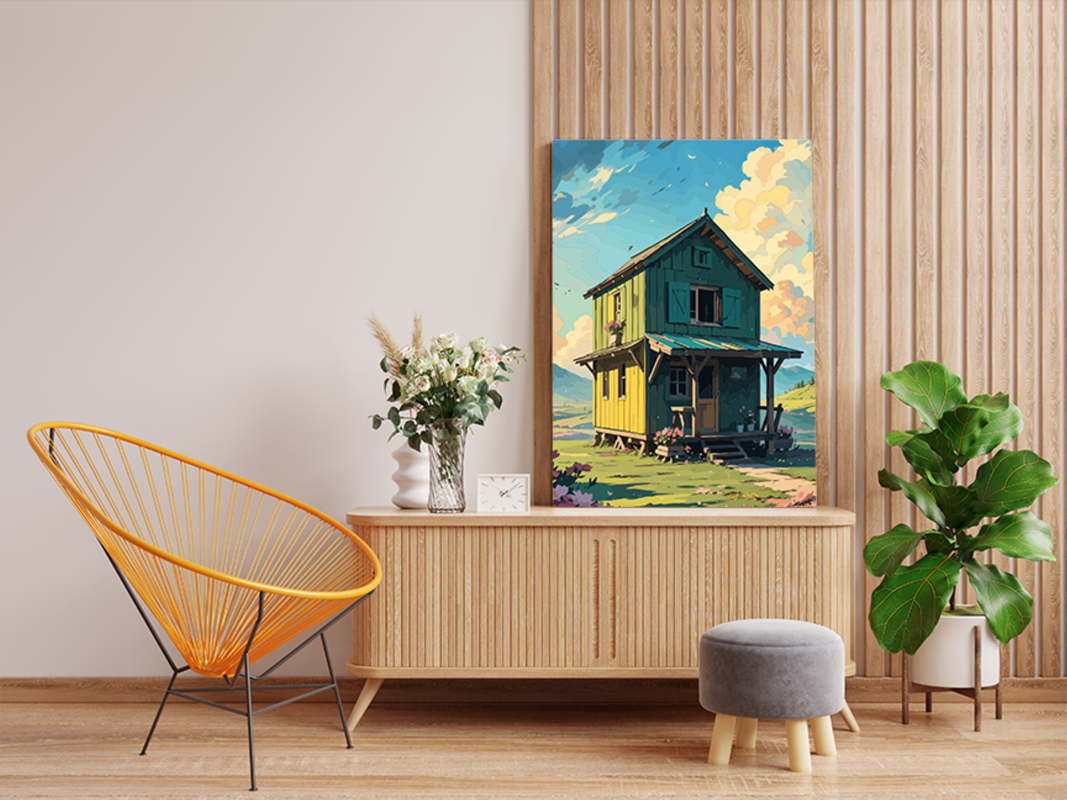 Rustic Two-Story Cabin Paint by Numbers Kit