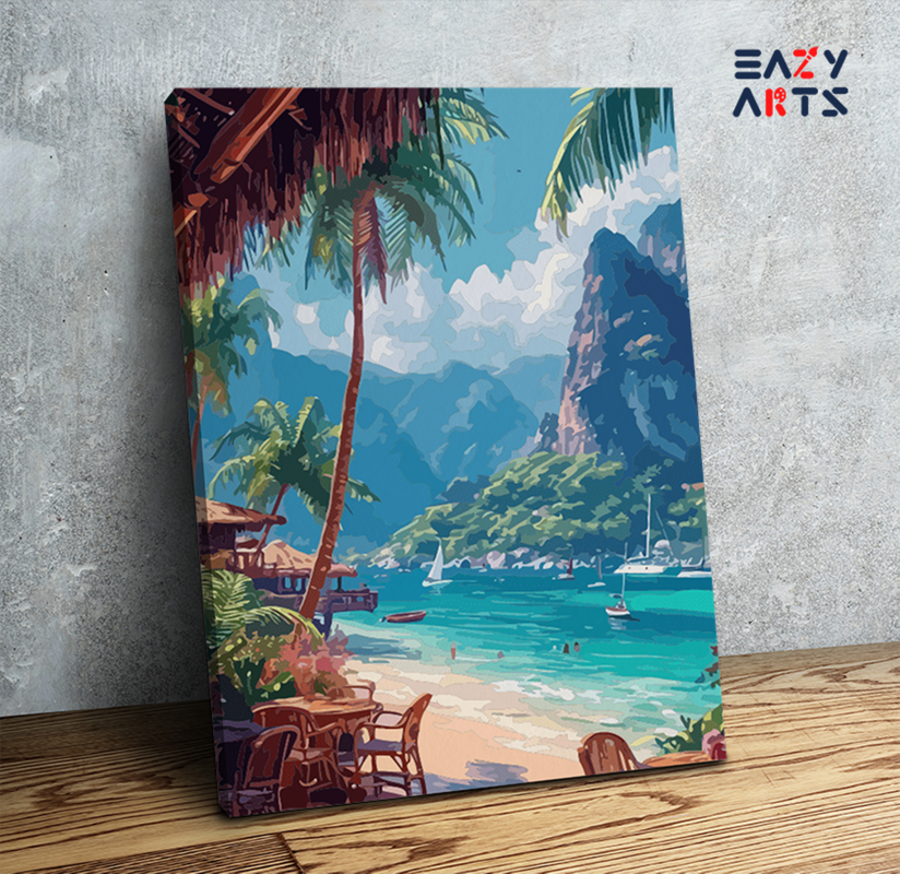 Tropical Beachfront Café Paint by Numbers Kit