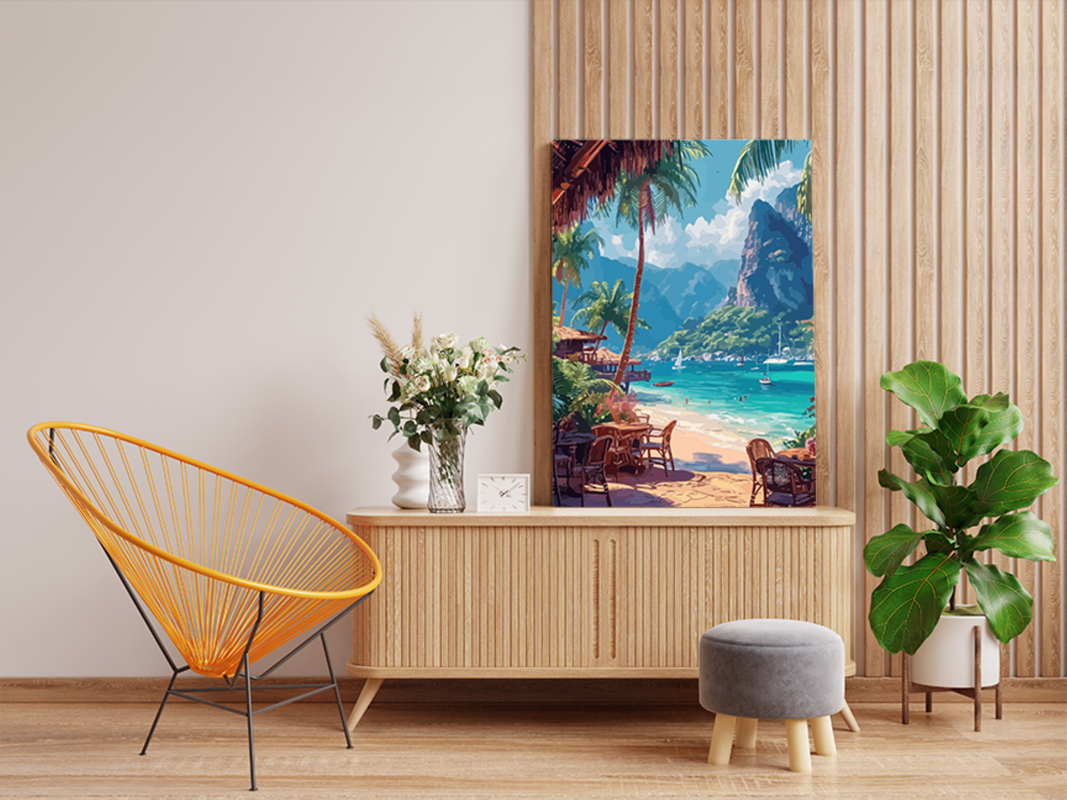 Tropical Beachfront Café Paint by Numbers Kit