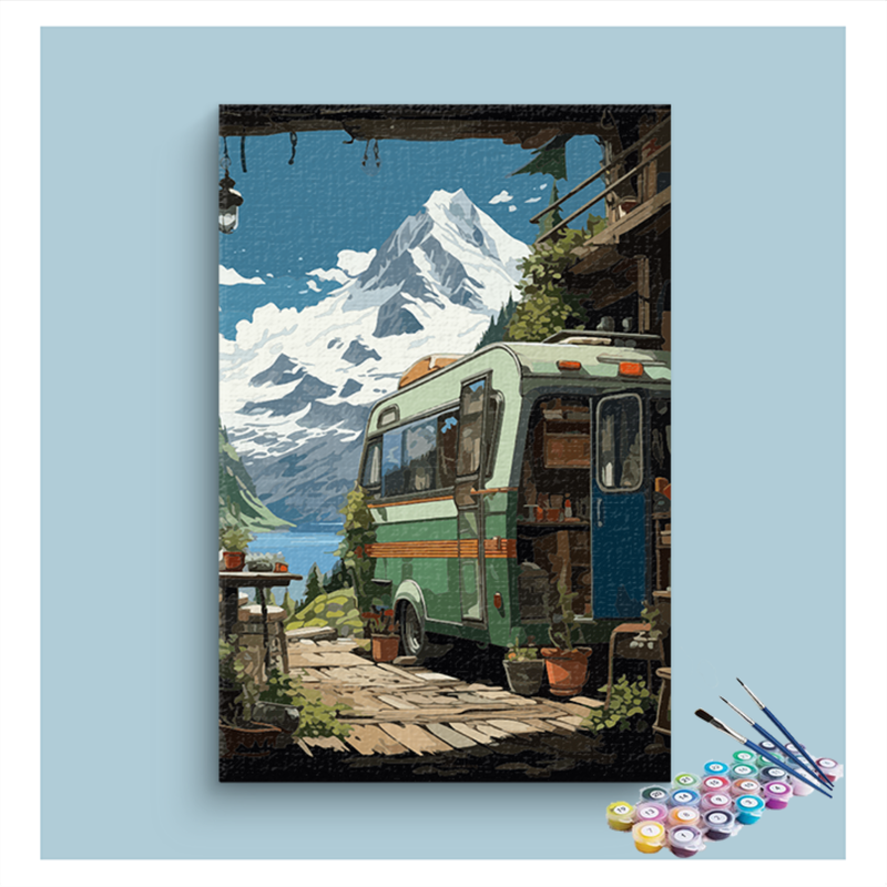 Mountain Escape with Camper Paint by Numbers Kit