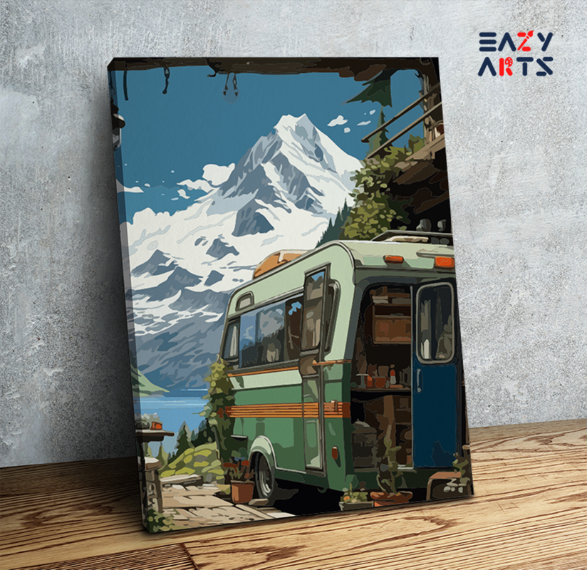 Mountain Escape with Camper Paint by Numbers Kit