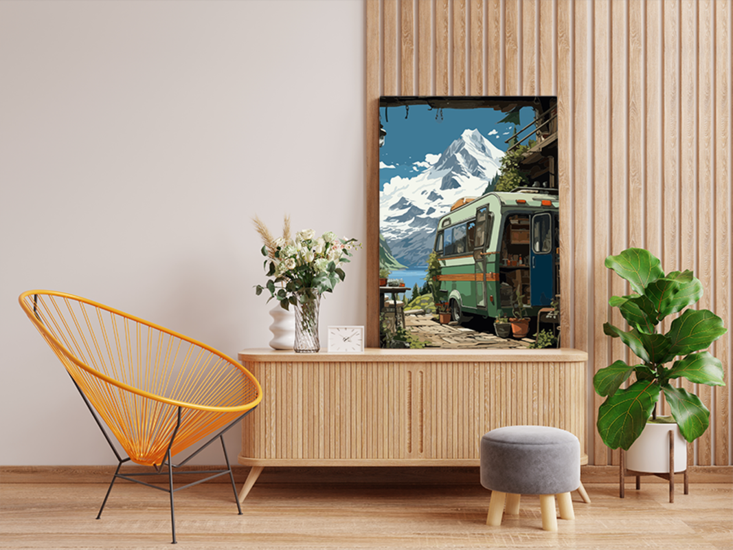 Mountain Escape with Camper Paint by Numbers Kit