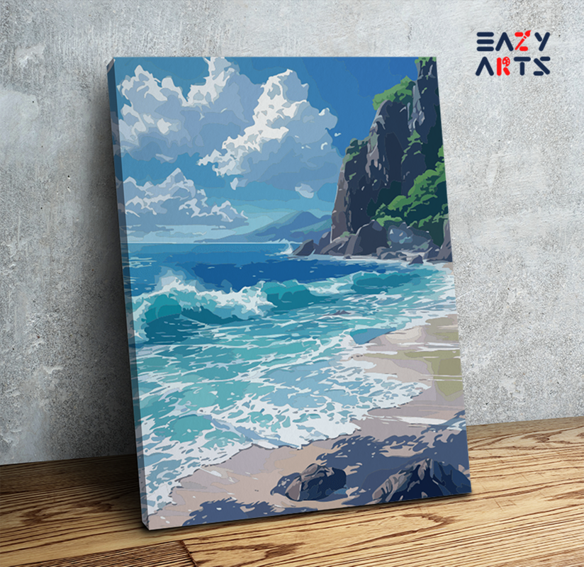 Serene Coastal Waves Paint by Numbers Kit