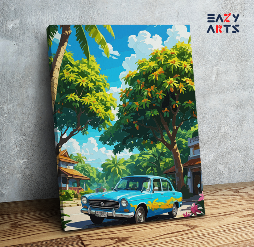 Classic Car in Tropical Paradise Paint by Numbers Kit