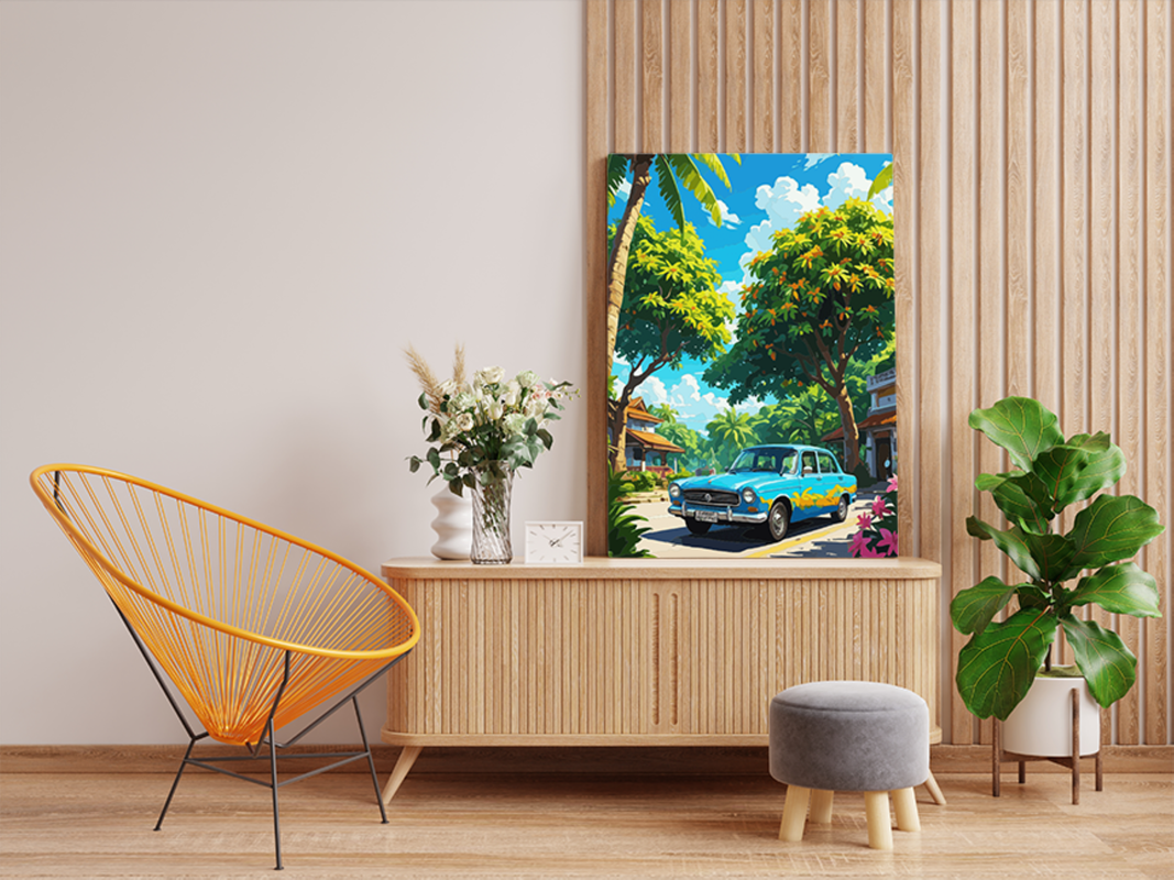Classic Car in Tropical Paradise Paint by Numbers Kit