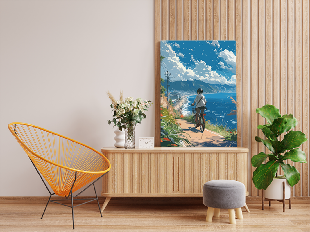 Cycling Along the Coastal Trail Paint by Numbers Kit