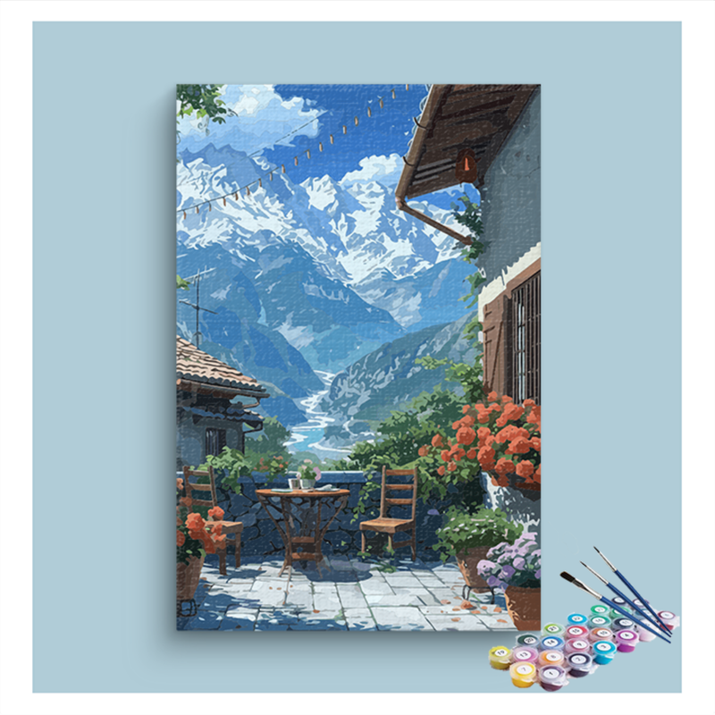 Mountain Terrace View Paint by Numbers Kit