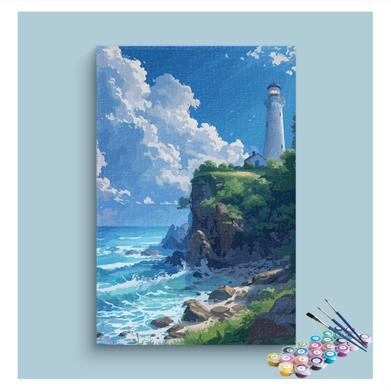 Lighthouse by the Cliffs Paint by Numbers Kit