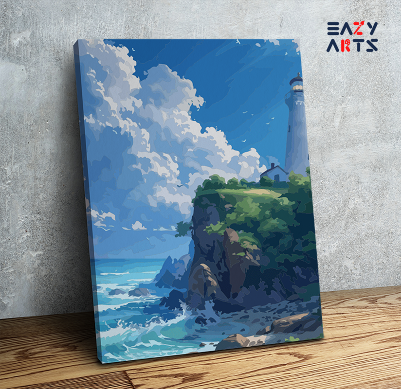 Lighthouse by the Cliffs Paint by Numbers Kit