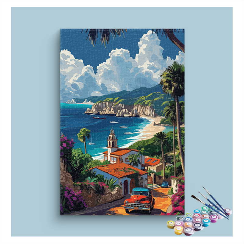 Tropical Coastal Drive Paint by Numbers Kit