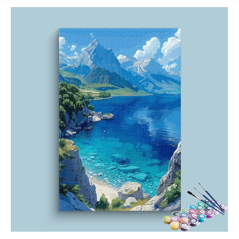 Mountain Lake Serenity Paint by Numbers Kit