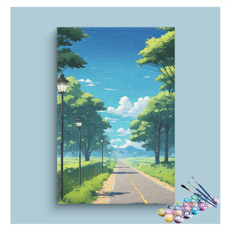Peaceful Countryside Road Paint by Numbers Kit