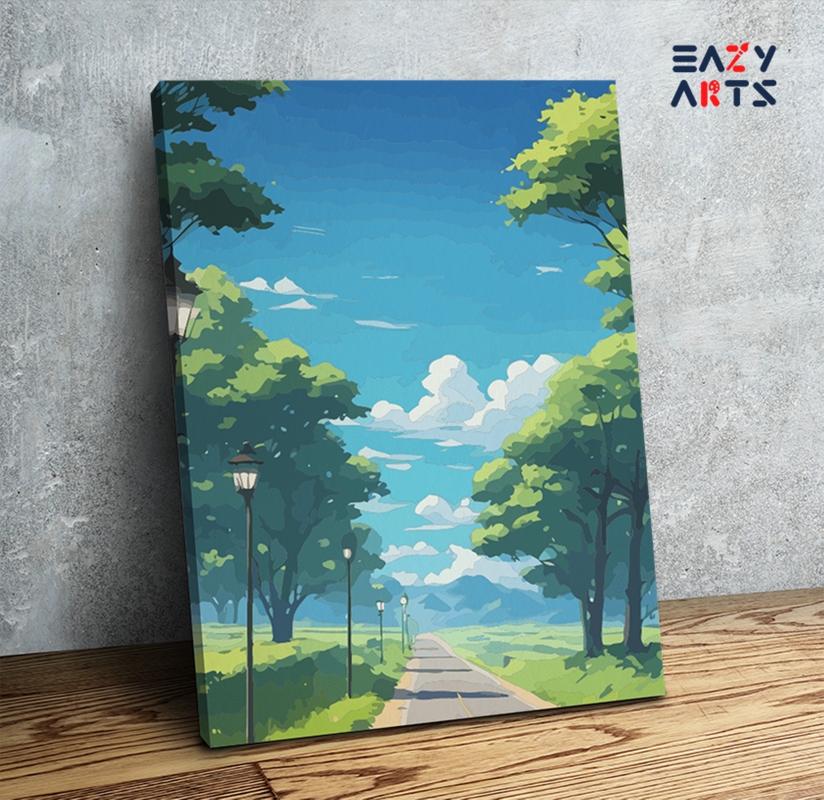 Peaceful Countryside Road Paint by Numbers Kit